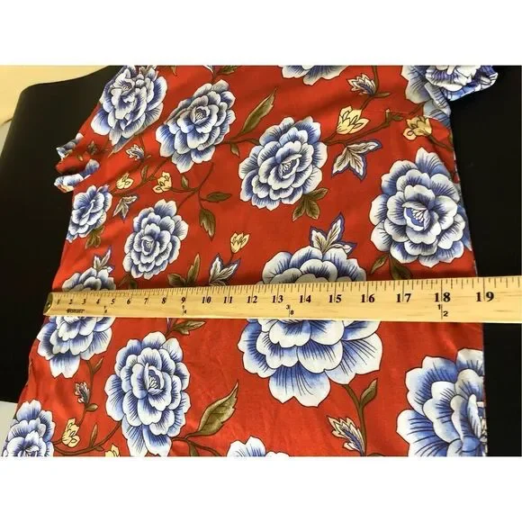 Forever 21 Women Size Medium Rust Floral Short Sleeve Button Back Dress - Picture 10 of 12